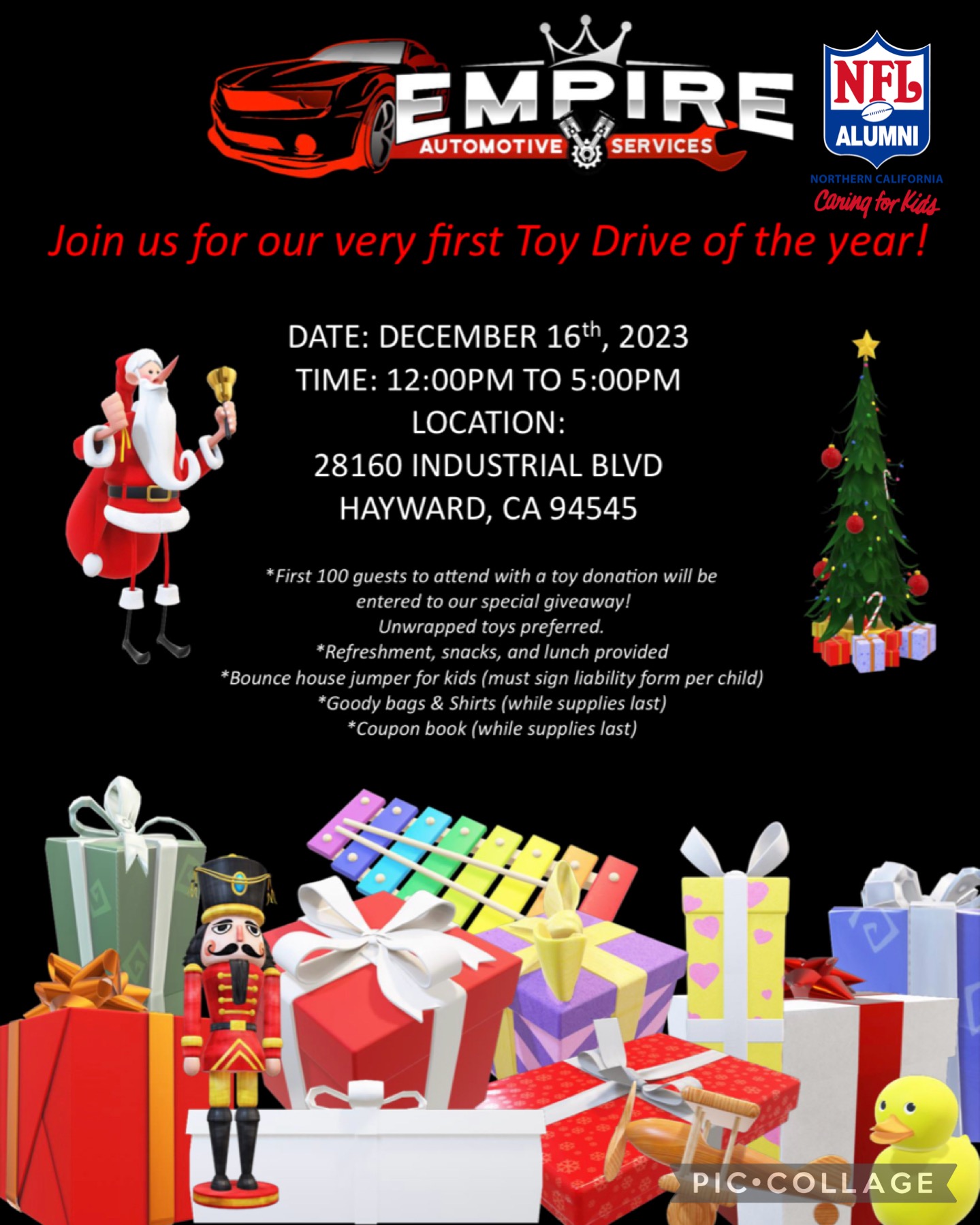 Toy Drive Christmas 2023 - Empire Automotive | NFL Alumni Northern California Chapter