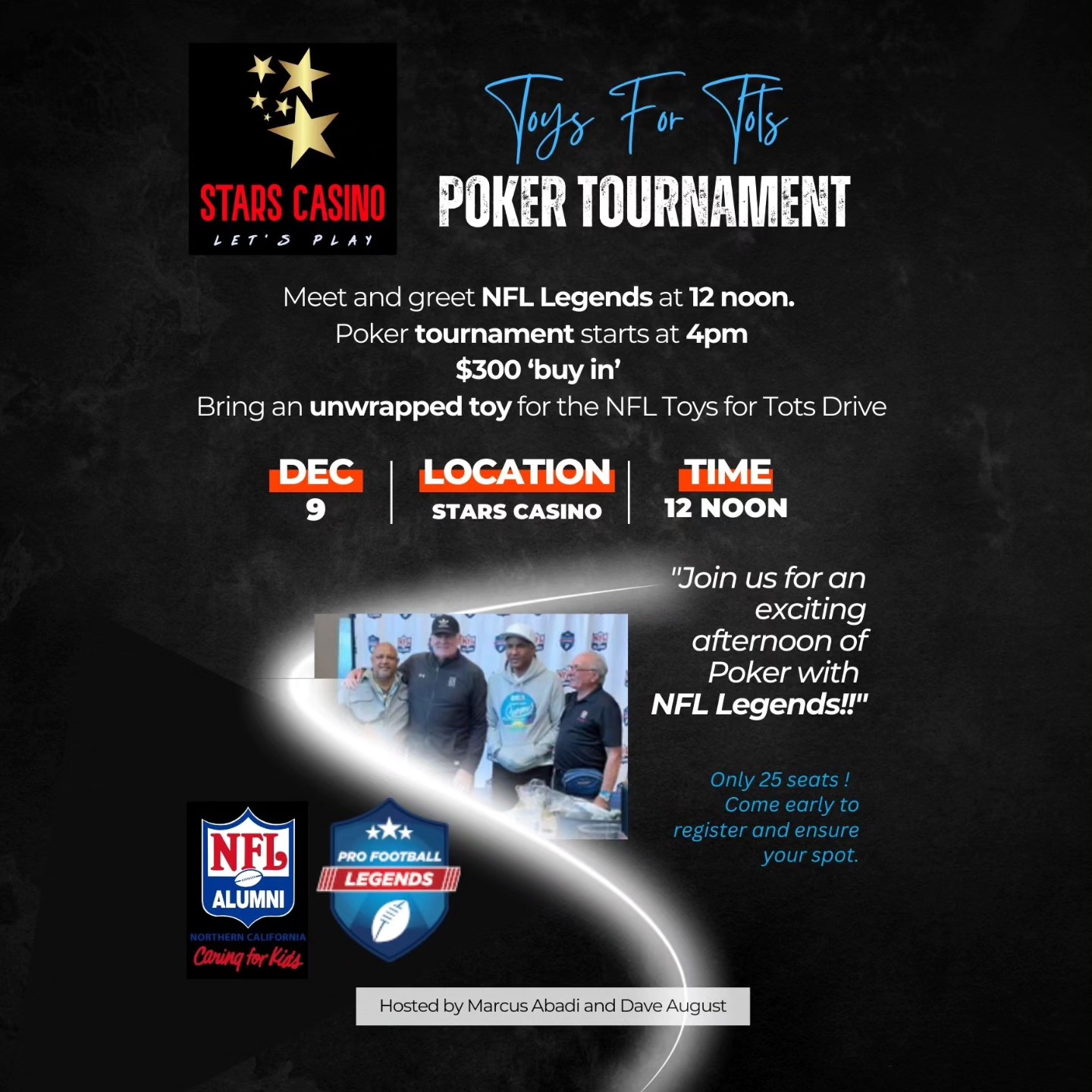 Christmas 2023 Toy Drive - Poker Tournament | NFL Alumni Northern California Chapter